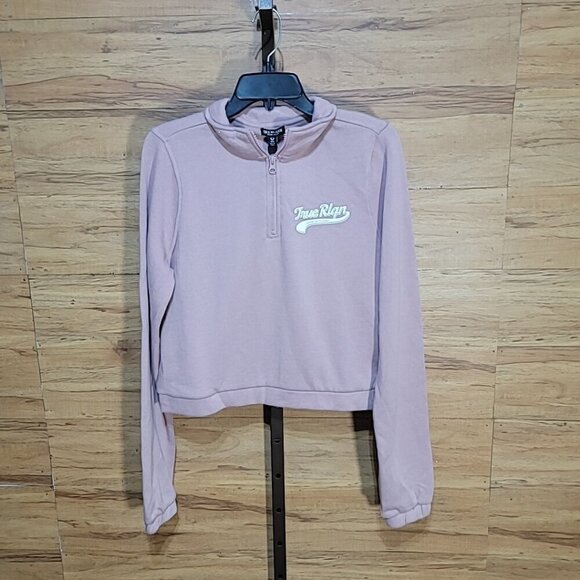 True Religion Size M Dusty Pink Half Zip Crop Sweatshirt NWT - Picture 7 of 8
